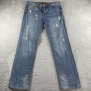 Seven7 Jeans Womens 30x30 Blue Boyfriend Fit Distressed Faded Button Fly Y2K‎